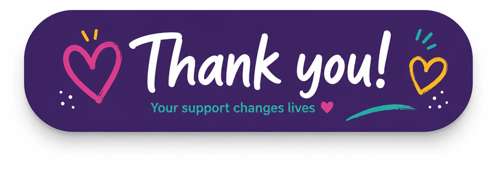 button saying thank you for your support