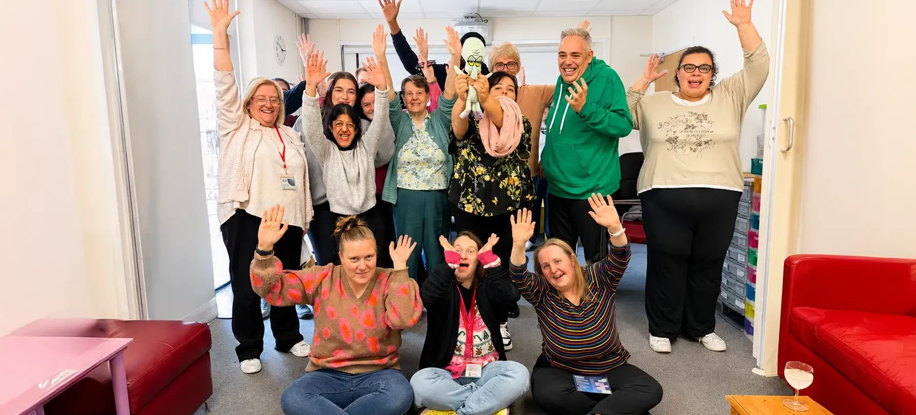 Service Users and staff at Daylight South, cheering